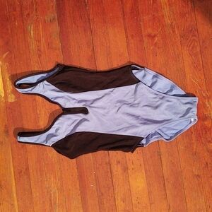 ProSpirit Periwinkle and Black Color Blocked Half Zip One Piece Swimsuit Sz M